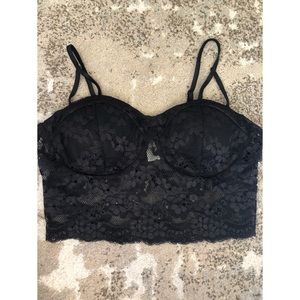 2 for 10 Bozzolo Black Lace Crop Top Bralette L